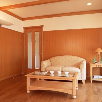 PVC πάνελ στο σαλόνι