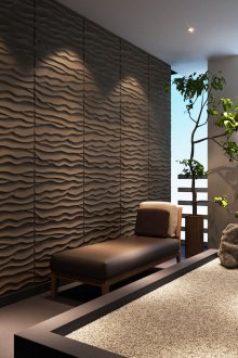 Καφέ PVC πάνελ στο σαλόνι