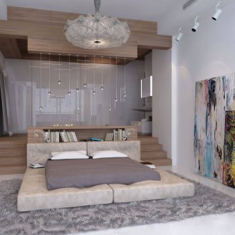 Μπεζ, γκρι και καφέ στο εσωτερικό του υπνοδωματίου.