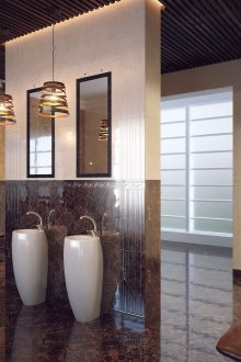 Ασυνήθιστο αρ νουβό εσωτερικό σε μπεζ και καφέ.