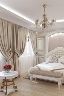 Μπεζ, καφέ και άσπρα χρώματα στο εσωτερικό ενός κλασικού υπνοδωματίου