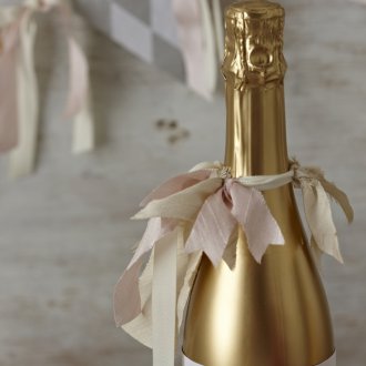 Decoupage μπουκάλι σαμπάνιας χρυσό χρώμα