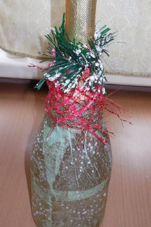 Μπουκάλι σαμπάνιας Decoupage με πούλιες
