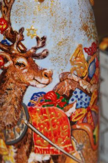 Χριστουγεννιάτικα μπουκάλια σαμπάνιας decoupage