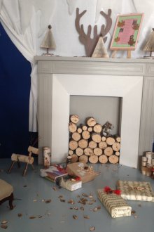 Χριστουγεννιάτικο τζάκι από το κουτί και γυψοσανίδας