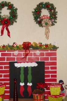 Χριστουγεννιάτικο τζάκι από το κουτί με μια φωτογραφία