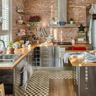 Κουζίνα από τούβλα από χάλυβα