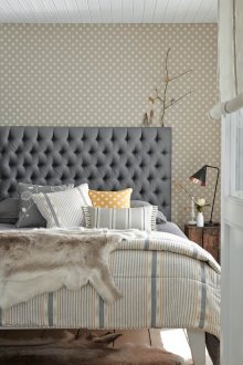 Diseño de dormitorio estrecho beige