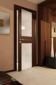 Σκούρο ξύλο και γυάλινη εσωτερική πόρτα