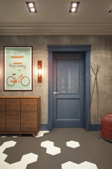 Μπλε ξύλινη πόρτα στο δωμάτιο