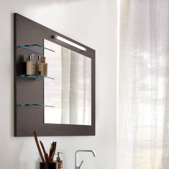 Καθρέφτης στο μπάνιο με ράφια