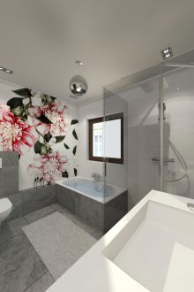 Συνδυασμένο μπάνιο με εικόνα στον τοίχο