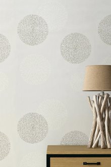 Λευκή ταπετσαρία με στρογγυλό μοτίβο