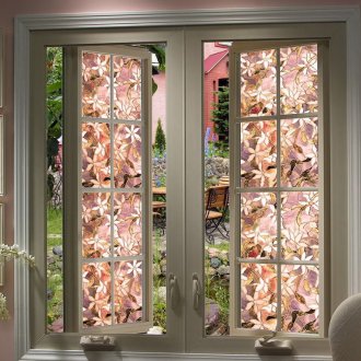 Παράθυρα βιτρίνα με floral μοτίβο στο σπίτι