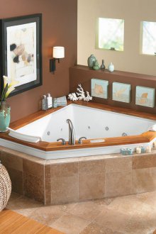 Γωνιακή μπανιέρα με πλακάκια