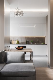 Εσωτερικό διαμέρισμα στούντιο με στήλες