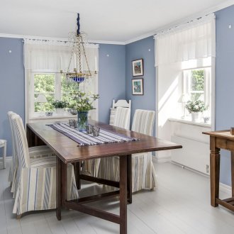 Κουζίνα με ανοιχτό μπλε τοίχους