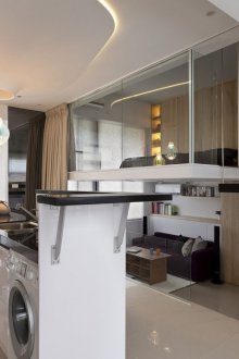 Υψηλής τεχνολογίας συνδυασμένο σαλόνι και κρεβατοκάμαρα