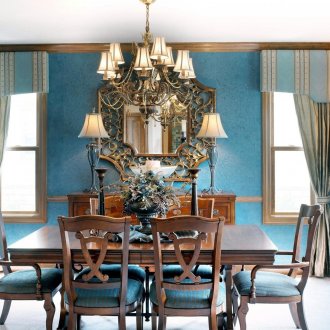 Καφέ-μπλε τραπεζαρία