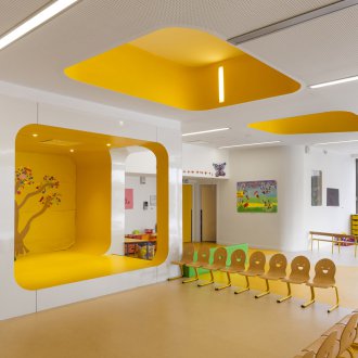 Ο σχεδιασμός της ομάδας με μια σκηνή στο νηπιαγωγείο