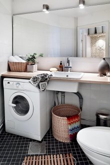 Πλυντήριο ρούχων σε στιλ σοφίτας στο μπάνιο