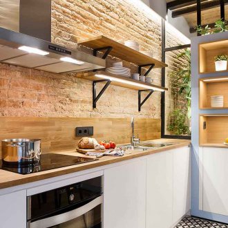 Σχεδιασμός μιας μικρής κουζίνας σε βιομηχανικό στιλ