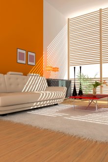 Ο συνδυασμός πορτοκαλί και λευκό στο σαλόνι