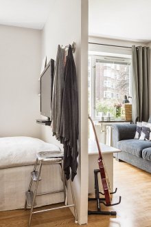 Υπνοδωμάτιο σε στουντιο διαμέρισμα σε σκανδιναβικό στιλ