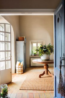 Επισκευή διαδρόμου με λευκασμένους τοίχους με γάτα και σκύλο