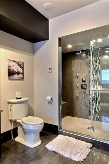 Εσωτερικό μπάνιο με μαύρα έπιπλα