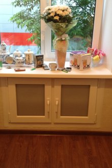 Ψυγείο με δύο πόρτες κάτω από το παράθυρο