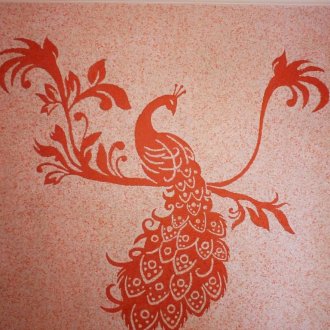 Σχέδια με υγρή ταπετσαρία με ένα πουλί