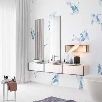 Μοντέρνο στυλ μπάνιο με εκτύπωση στον τοίχο