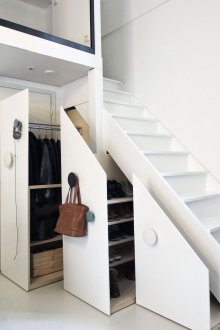 Garderobe i gangen under trappen