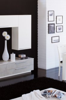 Αντίθετο εσωτερικό καθιστικό-κουζίνα