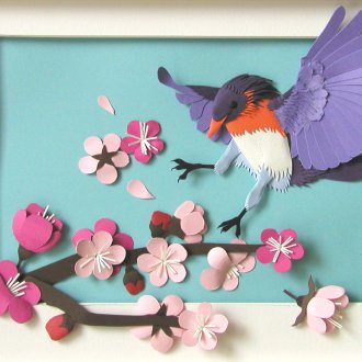 Διακοσμητικό πάνελ από χαρτί με ένα πουλί