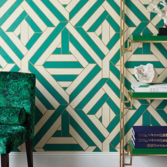 Τυρκουάζ ταπετσαρία με στολίδι