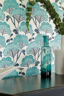 Τυρκουάζ floral ταπετσαρία