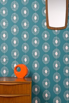 Τυρκουάζ ρετρό ταπετσαρία