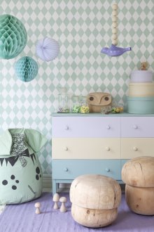 Τυρκουάζ ταπετσαρία με ρόμβους