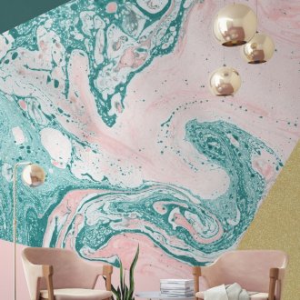 Τιρκουάζ ροζ ταπετσαρία