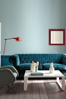 Μπλε σαλόνι με καναπέ