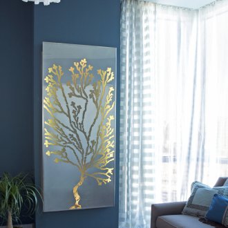 Μπλε σαλόνι με χρυσή διακόσμηση