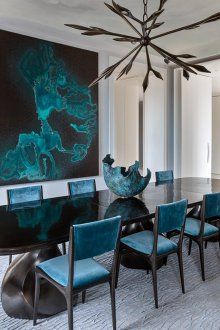 Τυρκουάζ σχέδιο σαλονιού με μαύρο