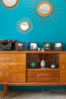 Ρετρό στιλ τιρκουάζ σχεδιασμό σαλόνι