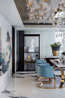 Τυρκουάζ σχέδιο σαλονιού με χρυσό