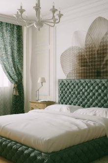 Λευκό-πράσινο μικρό υπνοδωμάτιο