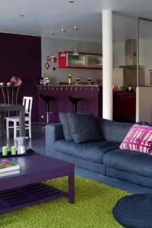 Διαχωρισμός ανάμεσα στην κουζίνα και το σαλόνι στο διαμέρισμα στούντιο