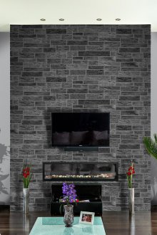 Διακόσμηση τοίχου με γκρι διακοσμητική πέτρα