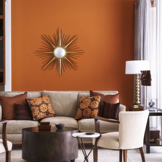 Ο συνδυασμός καφέ και πορτοκαλί στο εσωτερικό